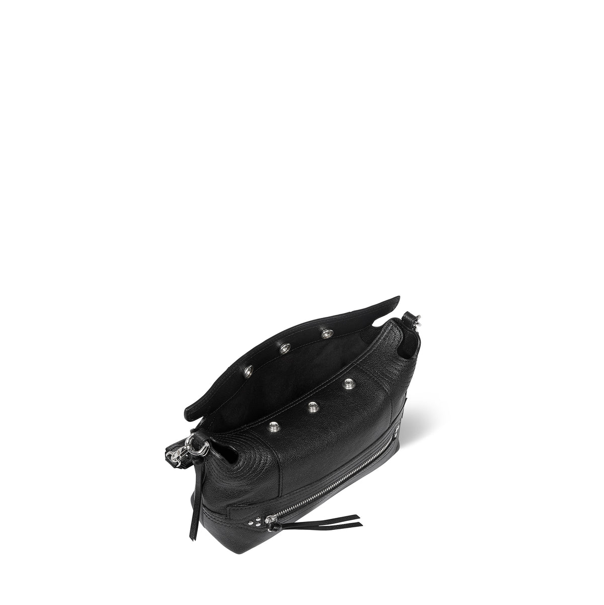Sac Lucky Hobo Small buffle Noir Silver