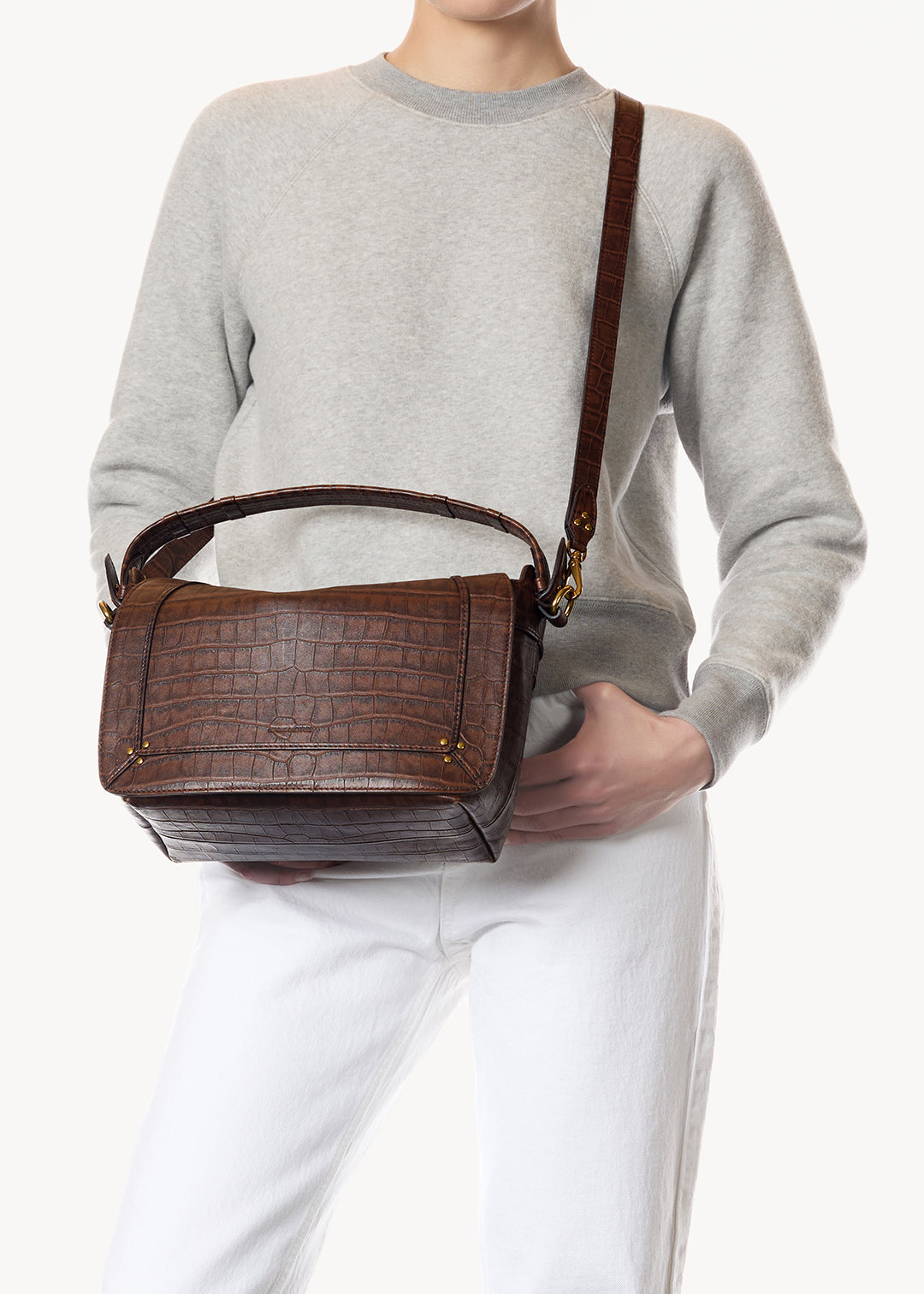 Sac Pepito M Mouton Imprimé Croco Cigare