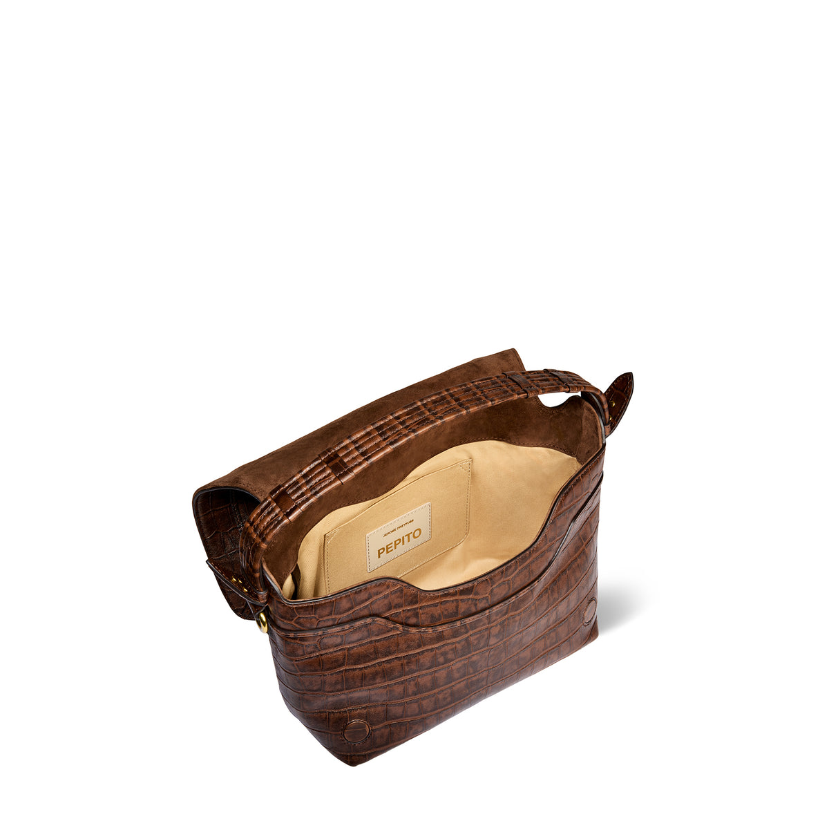 Sac Pepito M Mouton Imprimé Croco Cigare