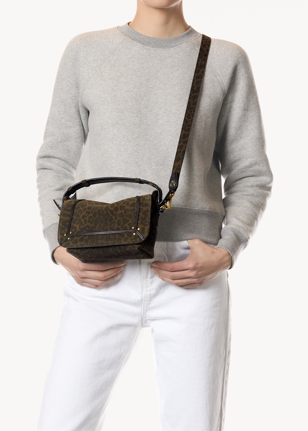 Sac Pepito S Croûte Velours Imprimé Léopard kaki