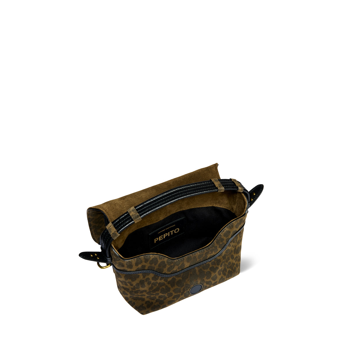 Sac Pepito S Croûte Velours Imprimé Léopard kaki