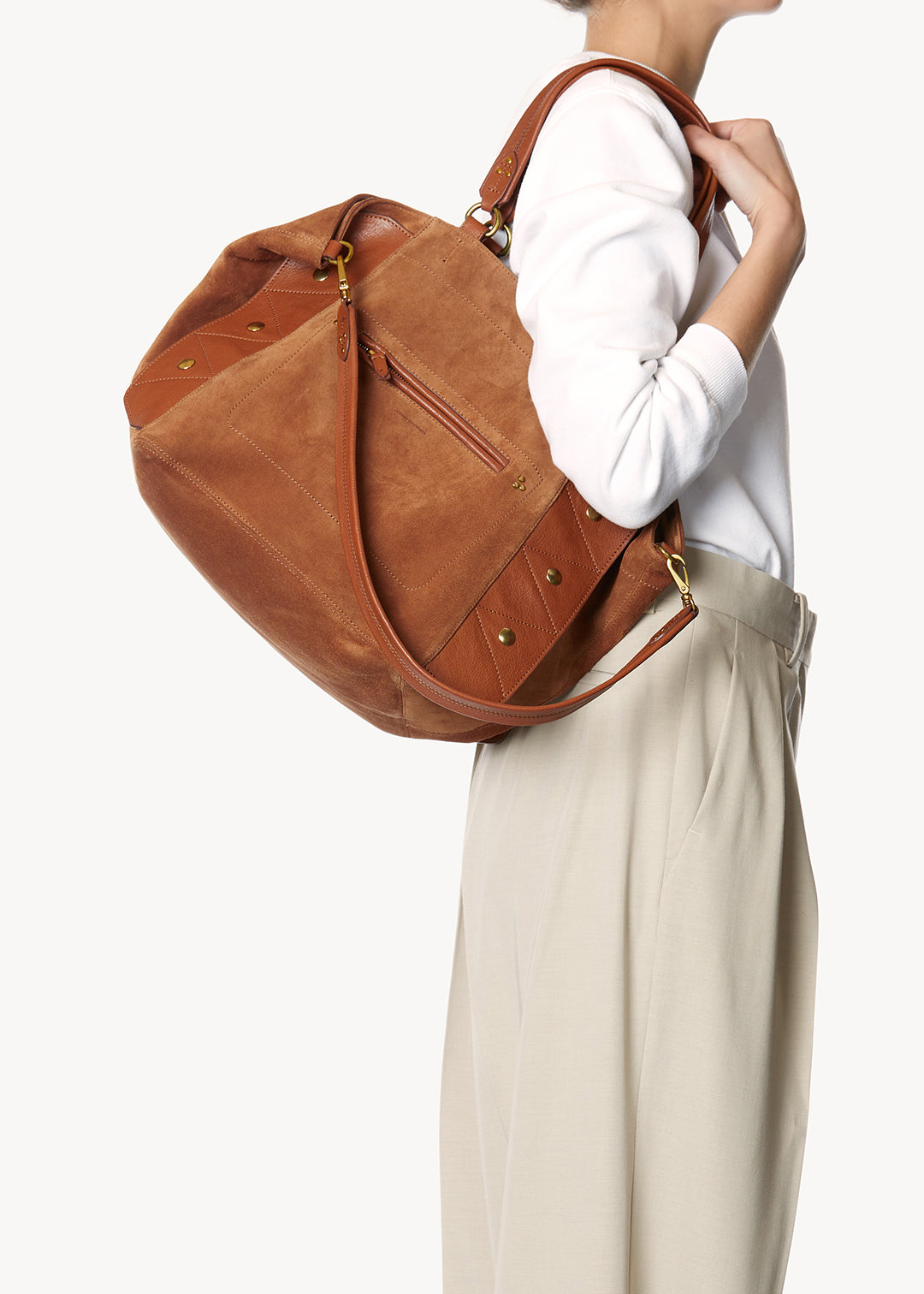 Sac Cabas Roger Croûte Velours Caramel