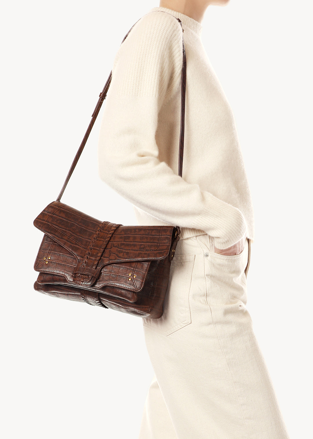 Sac Harry M Mouton Imprimé Croco Cigare
