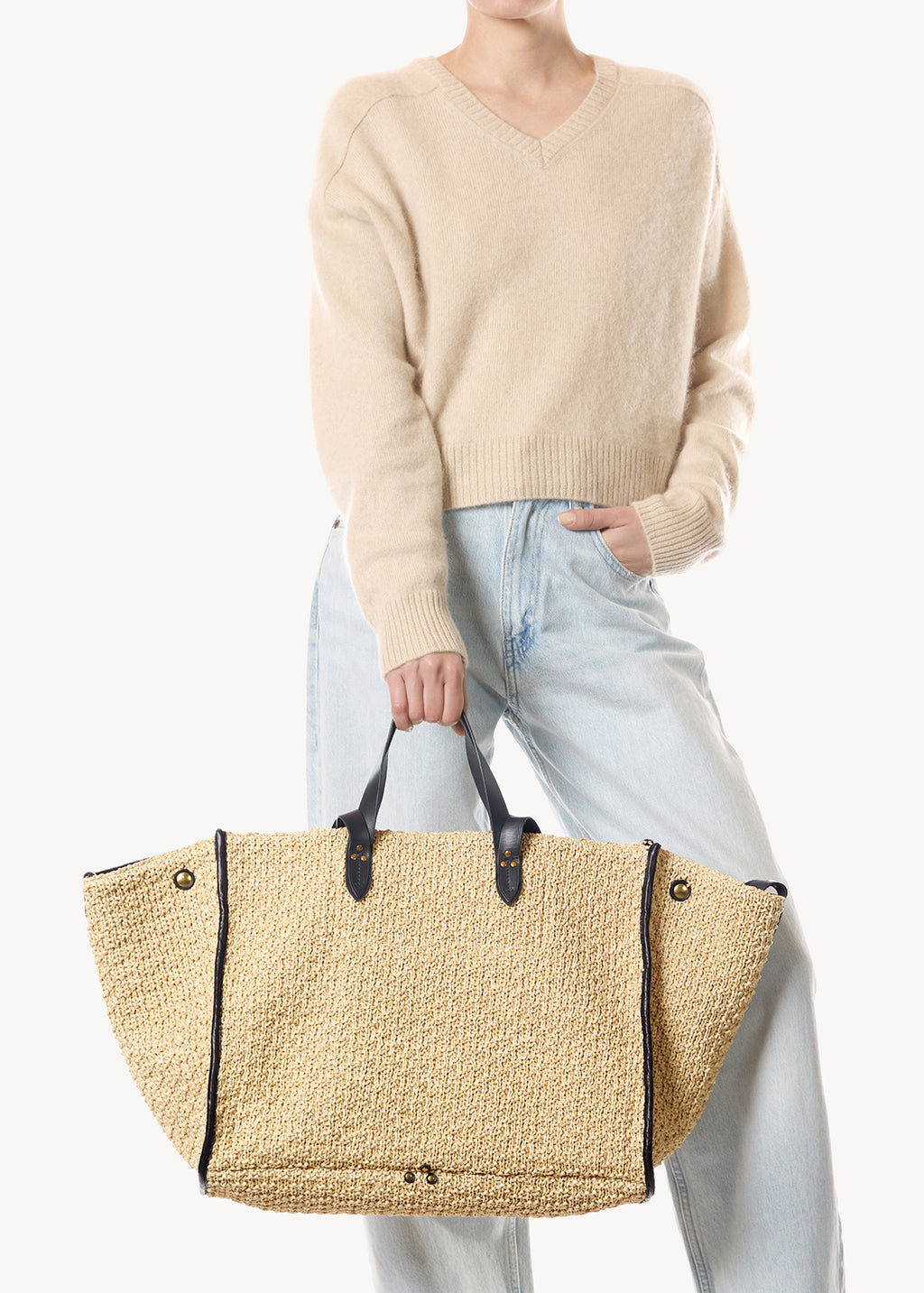 Sac Cabas Léon L fibres recyclées effet raphia