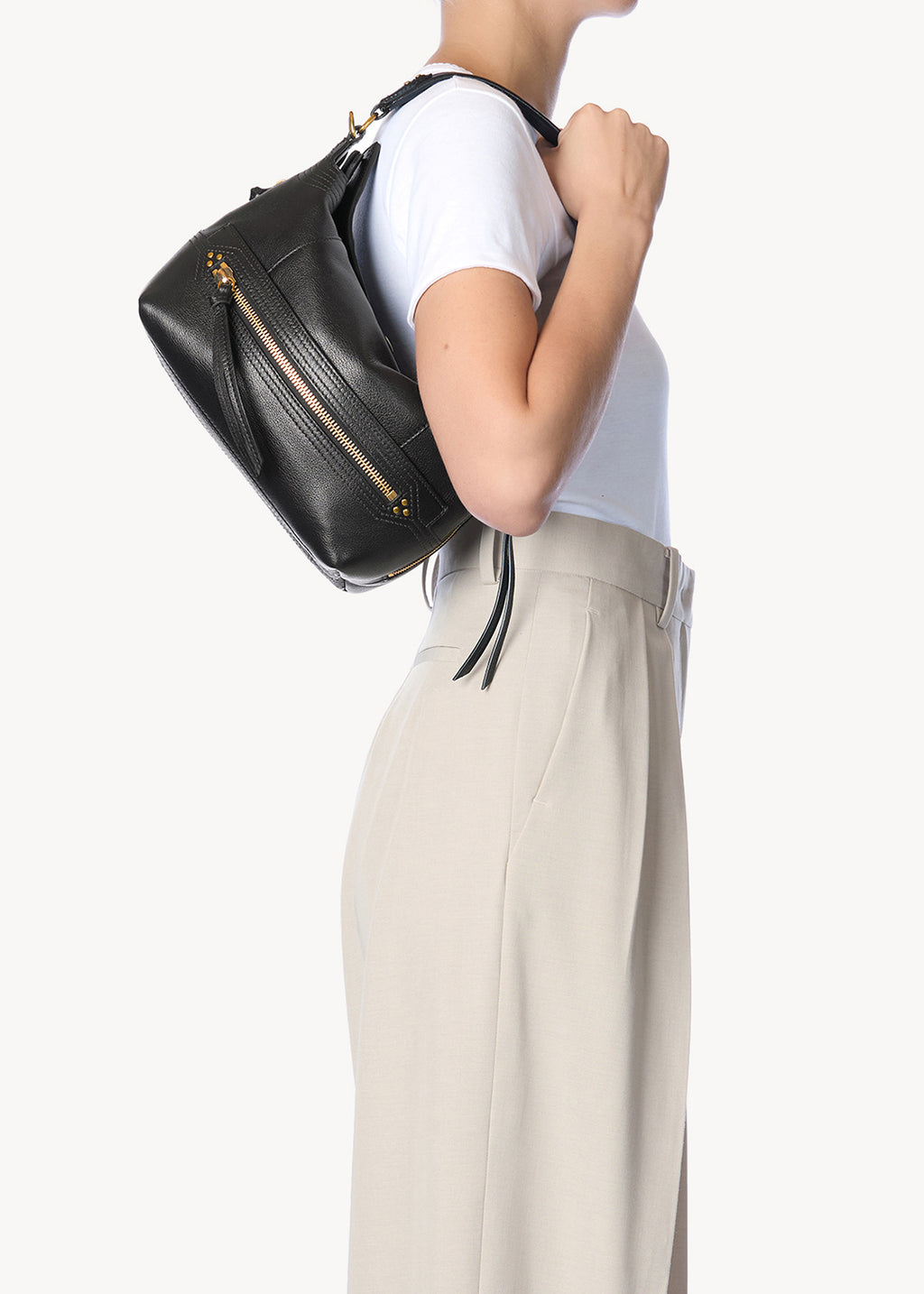 Sac Lucky Hobo Buffle Noir Brass