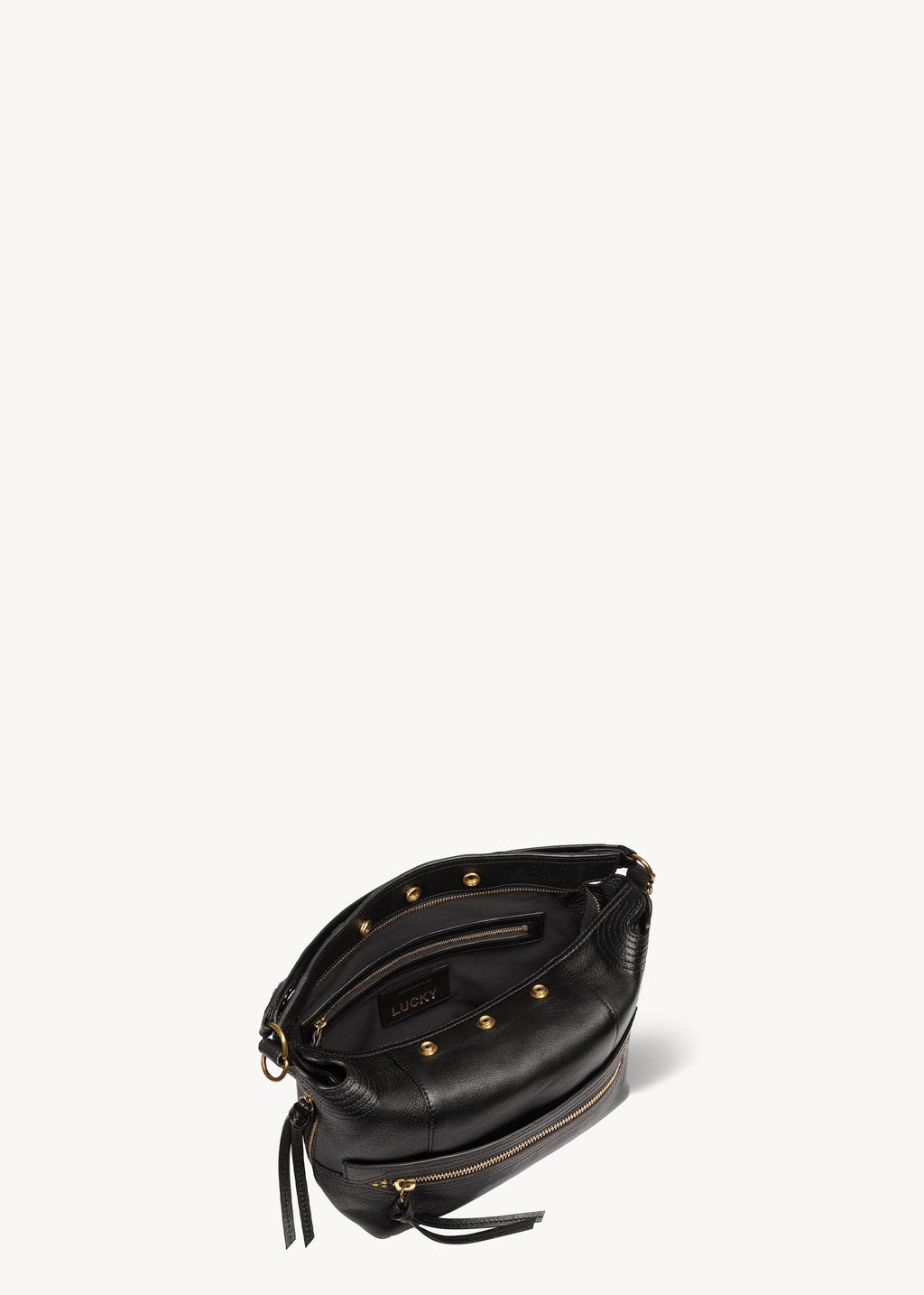 Sac Lucky Hobo Buffle Noir Brass