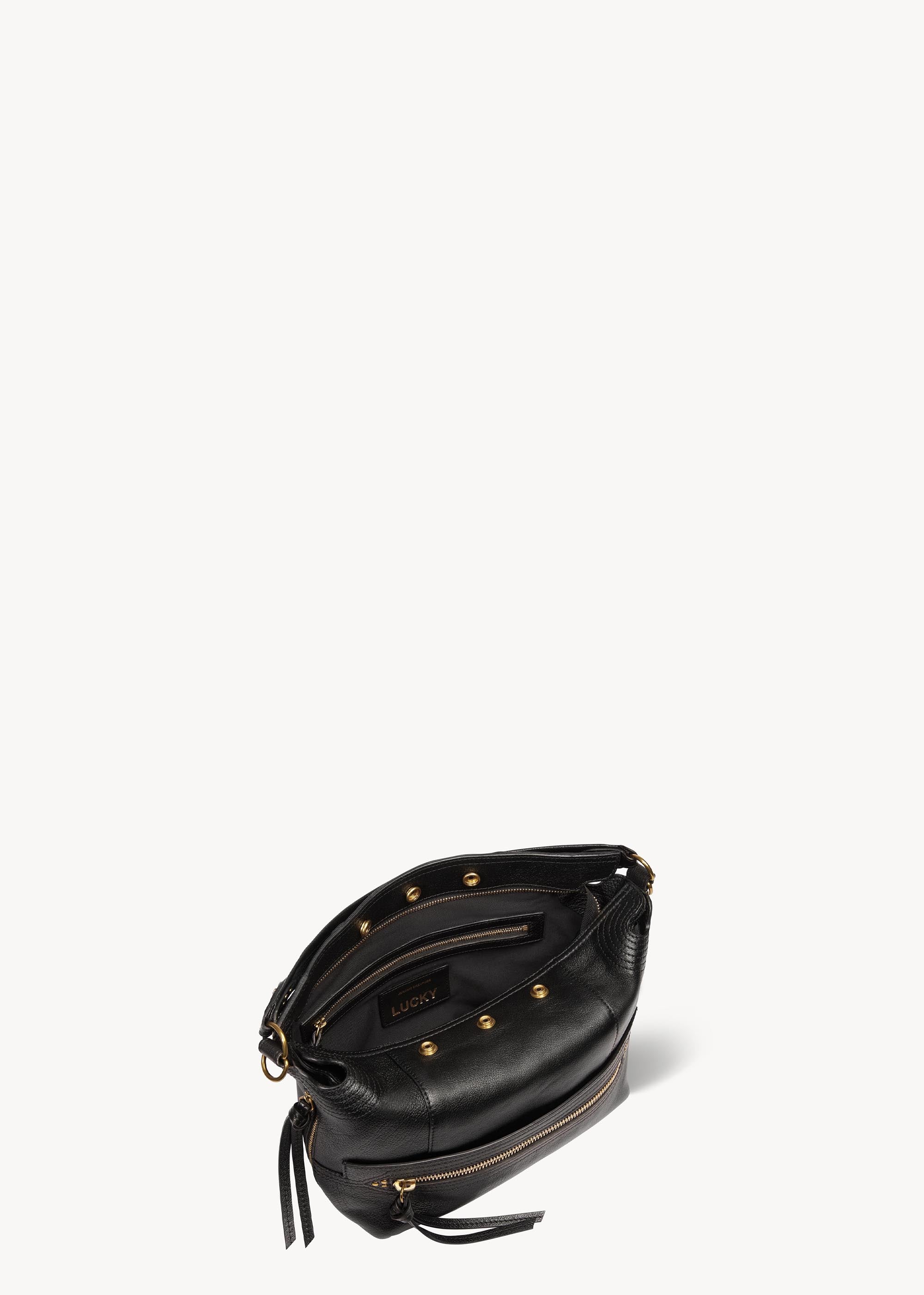 Sac Lucky Hobo Buffle Noir Brass