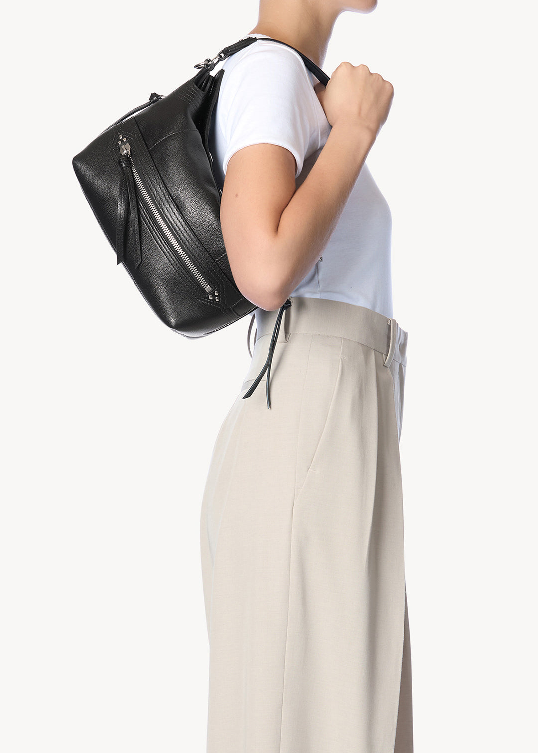 Sac Lucky Hobo Buffle Noir Silver