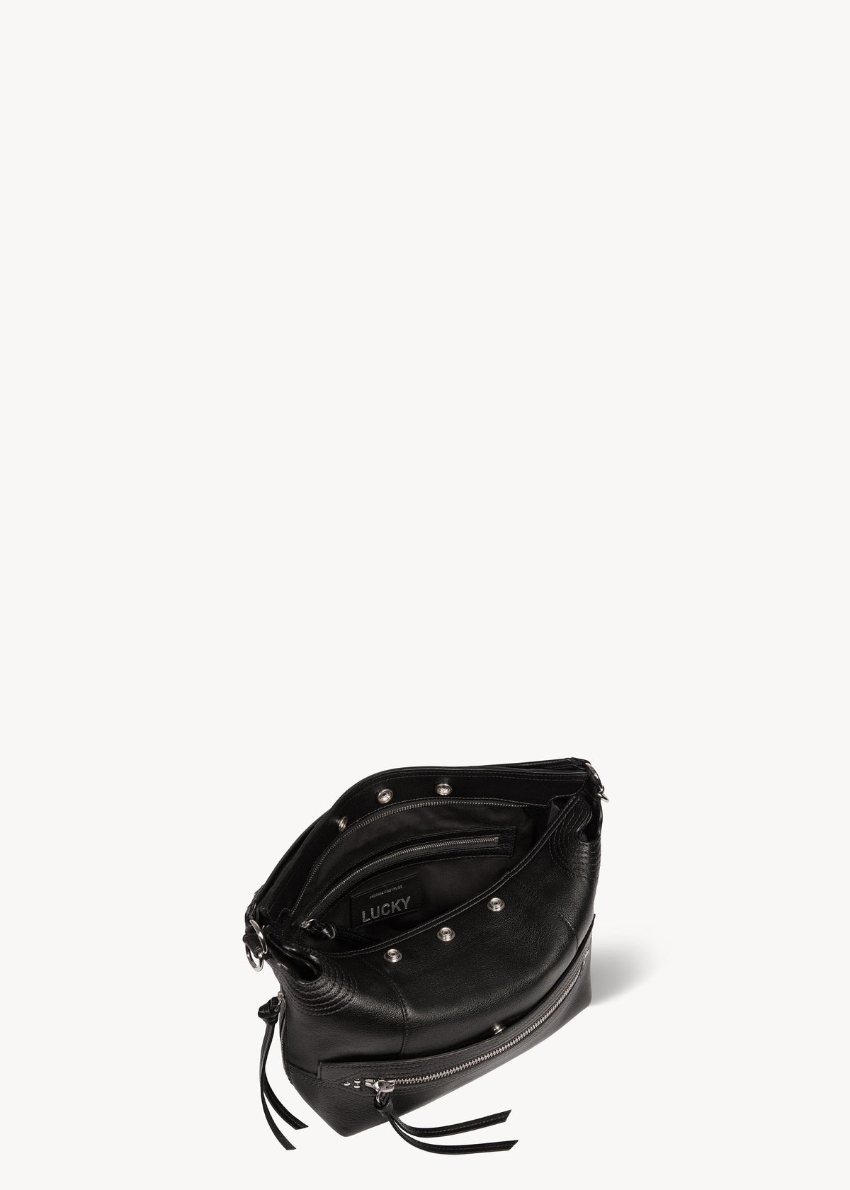 Sac Lucky Hobo Buffle Noir Silver