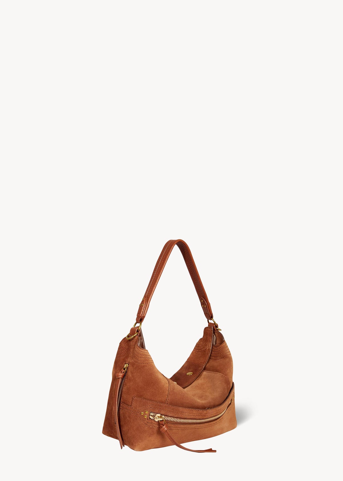 Sac Lucky Hobo Croûte Velours Caramel