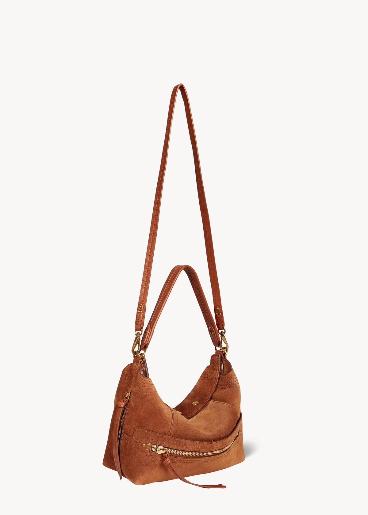 Sac Lucky Hobo Croûte Velours Caramel