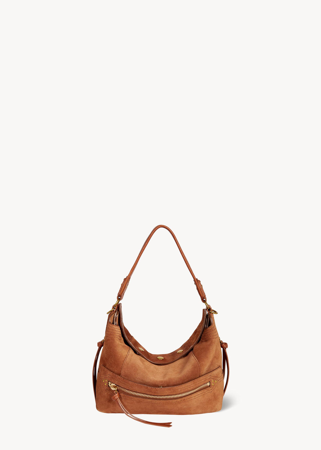 Sac Lucky Hobo Croûte Velours Caramel