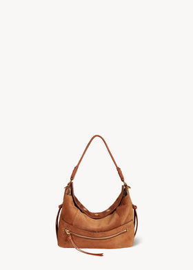 Sac Lucky Hobo Croûte Velours Caramel