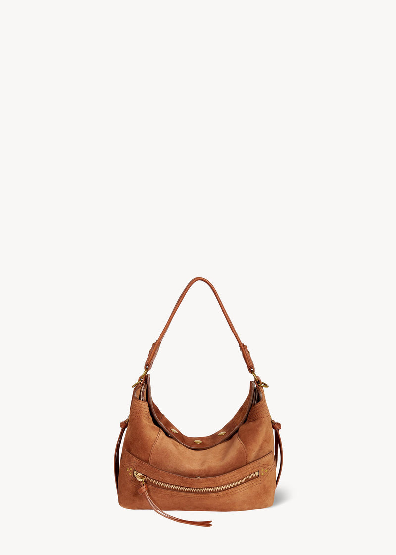 Sac Lucky Hobo Croûte Velours Caramel