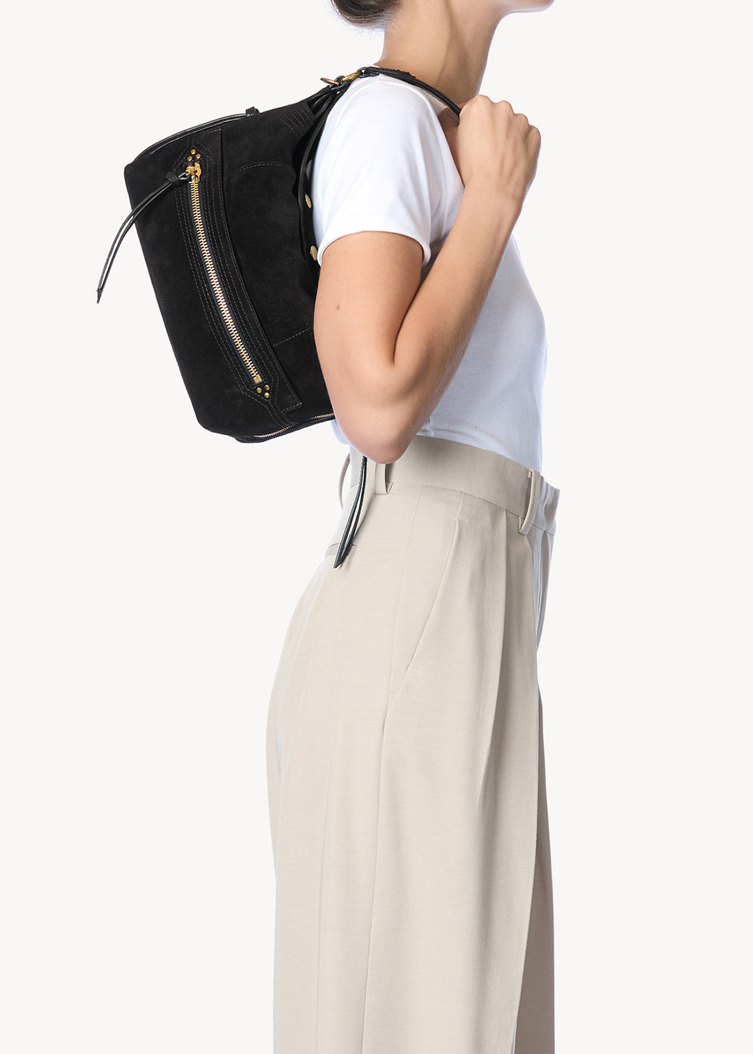 Sac Lucky Hobo Croûte Velours Noir
