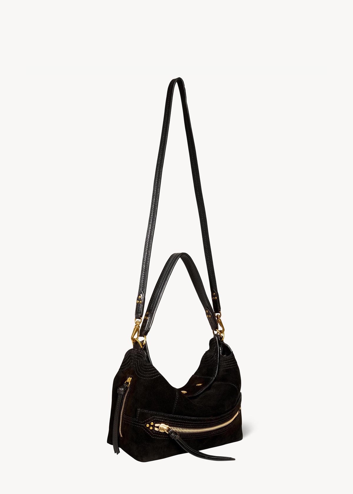 Sac Lucky Hobo Croûte Velours Noir