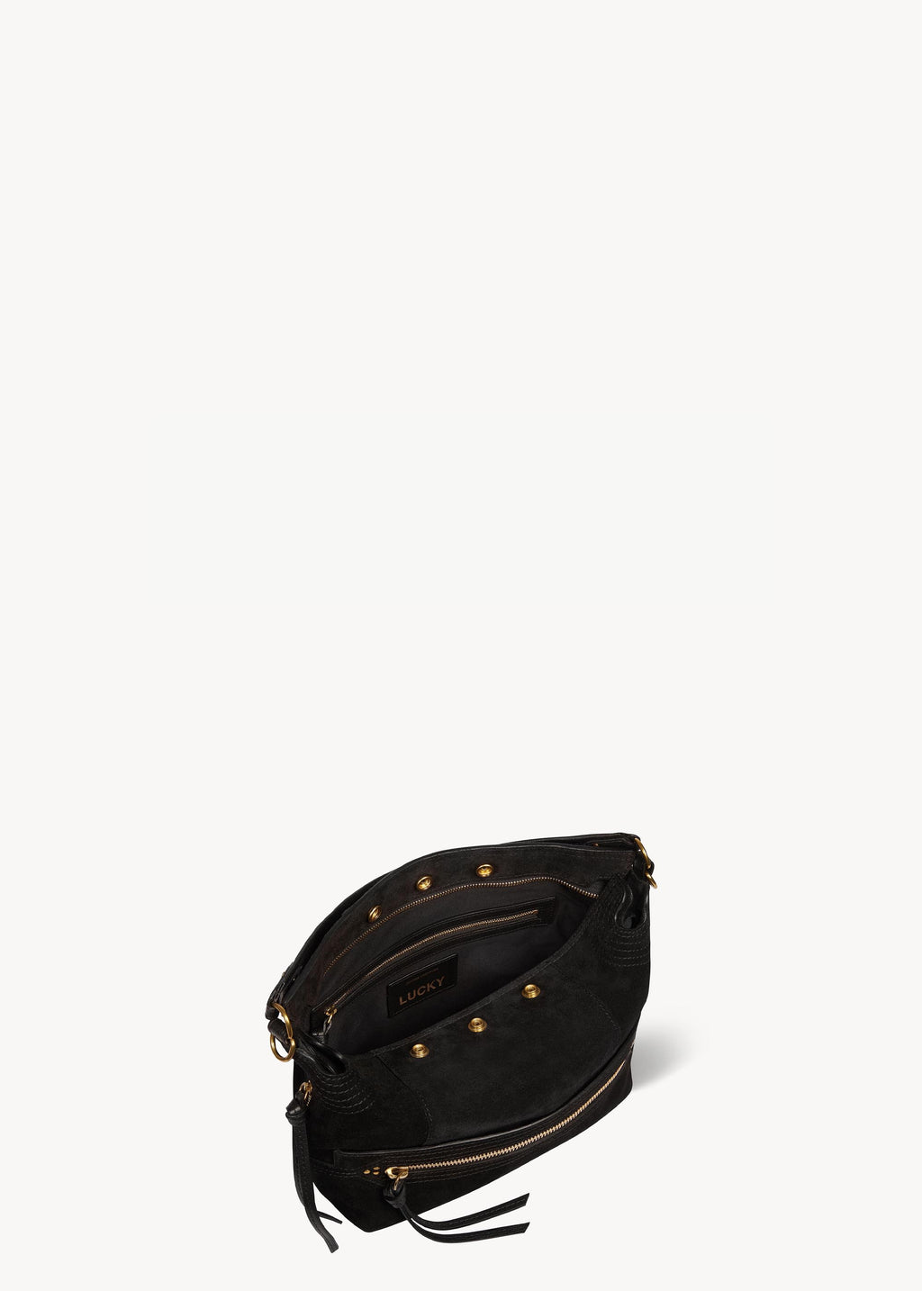Sac Lucky Hobo Croûte Velours Noir