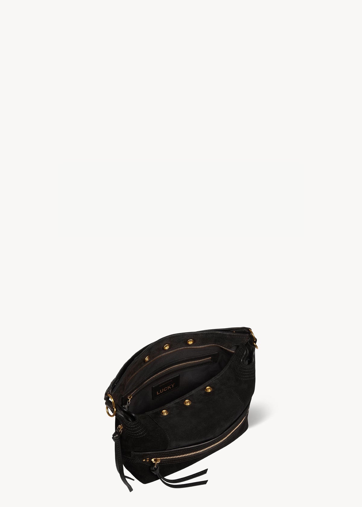 Sac Lucky Hobo Croûte Velours Noir
