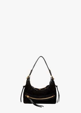 Sac Lucky Hobo Croûte Velours Noir