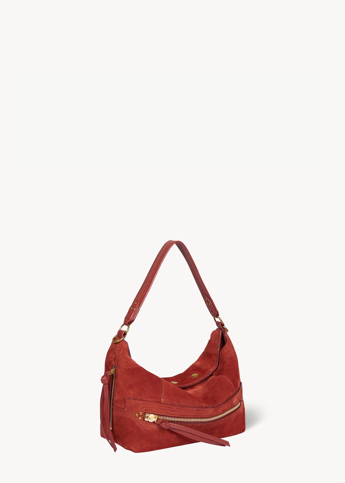 Sac Lucky Hobo Croûte Velours Rouille