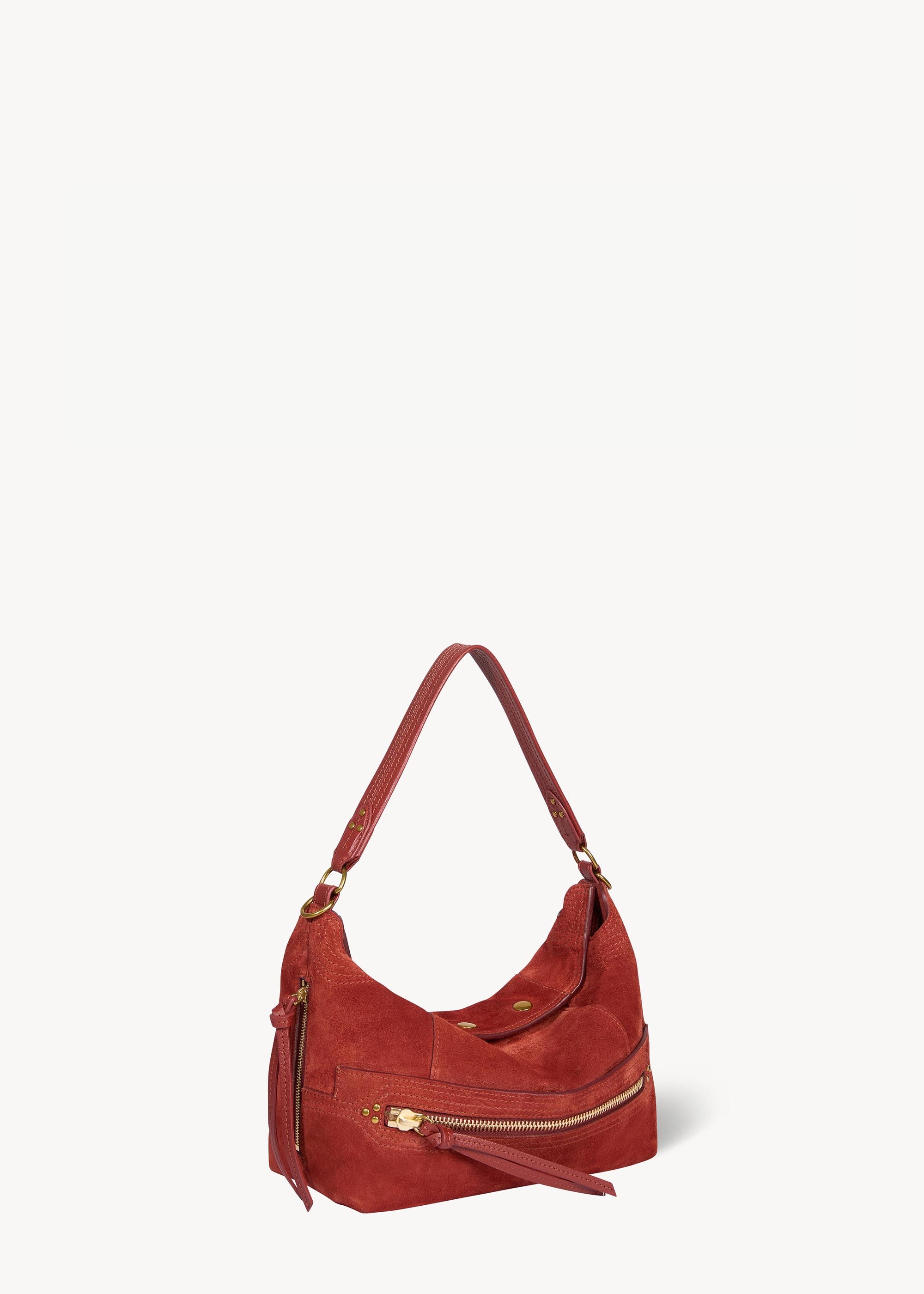 Sac Lucky Hobo Croûte Velours Rouille