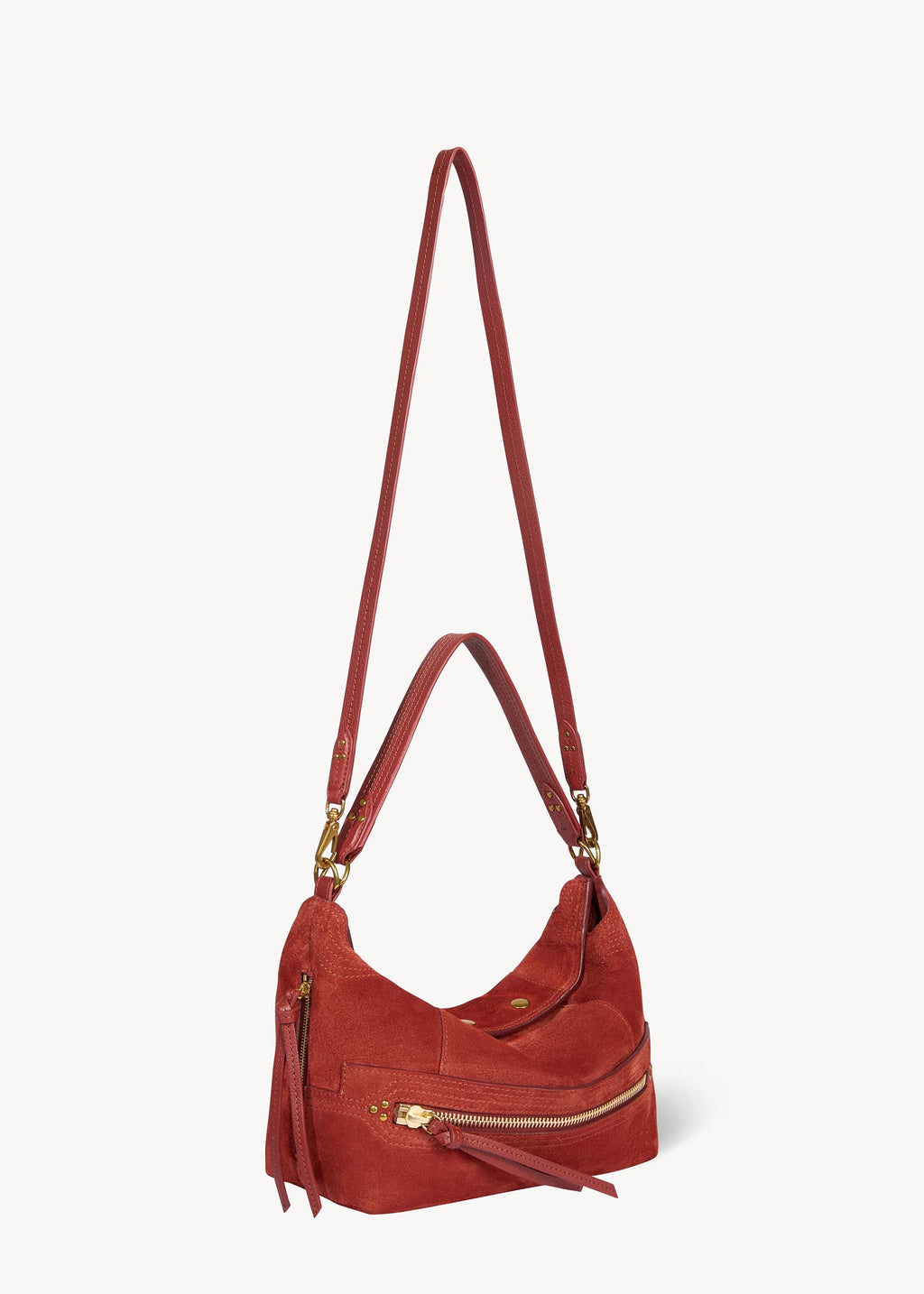 Sac Lucky Hobo Croûte Velours Rouille