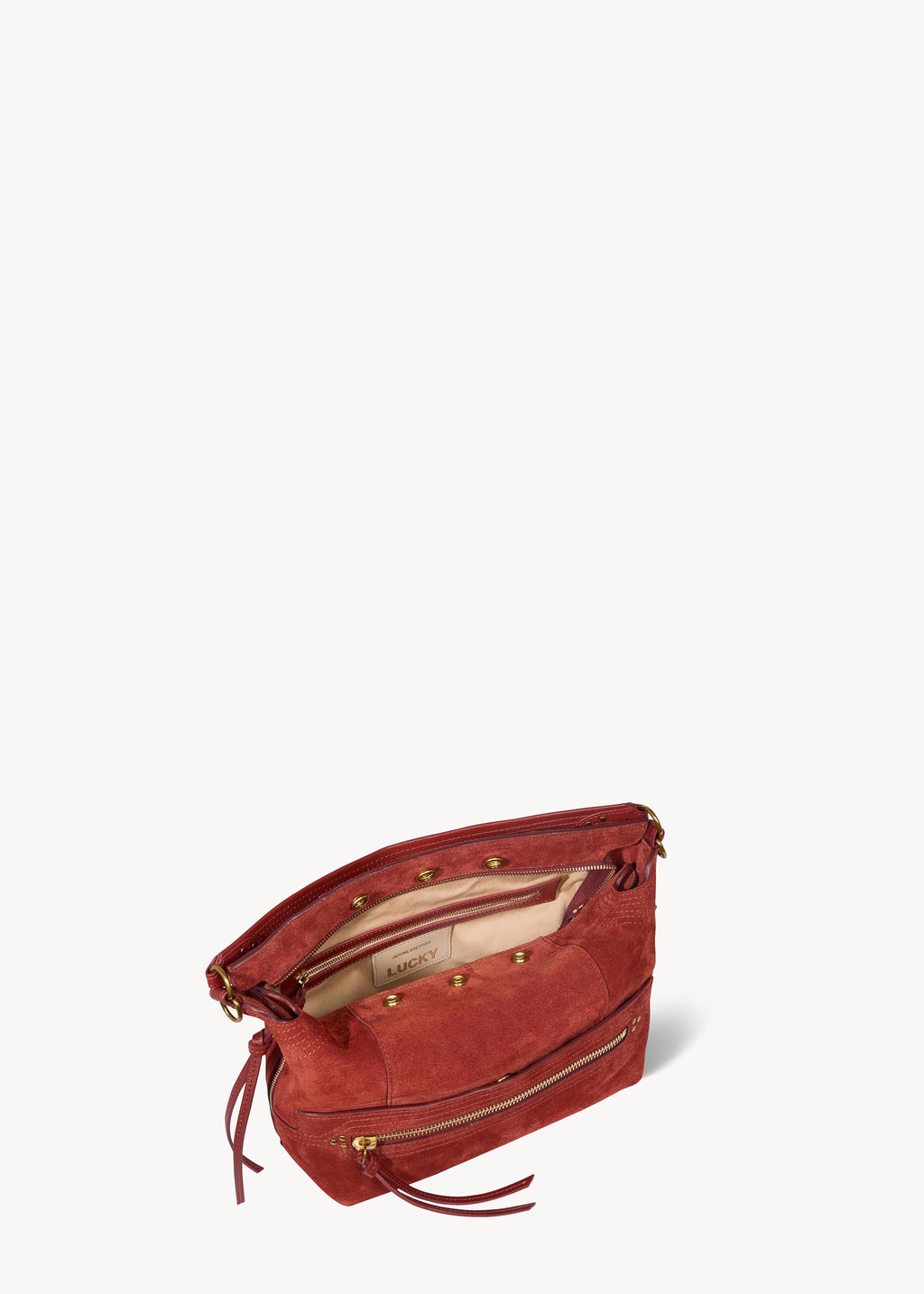 Sac Lucky Hobo Croûte Velours Rouille