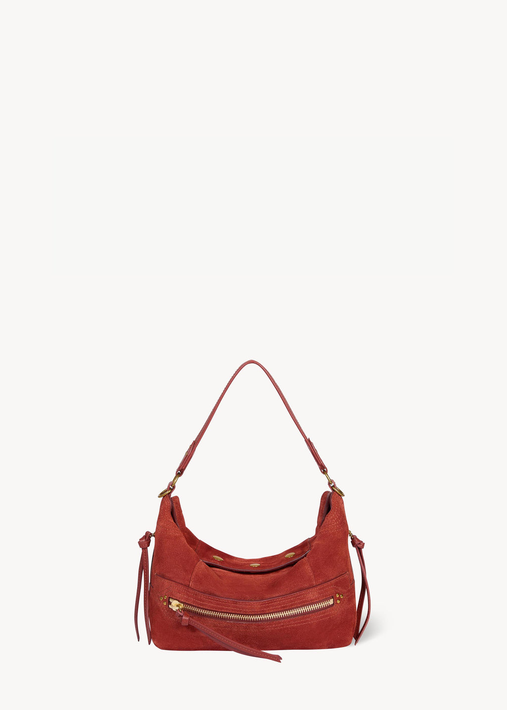 Sac Lucky Hobo Croûte Velours Rouille