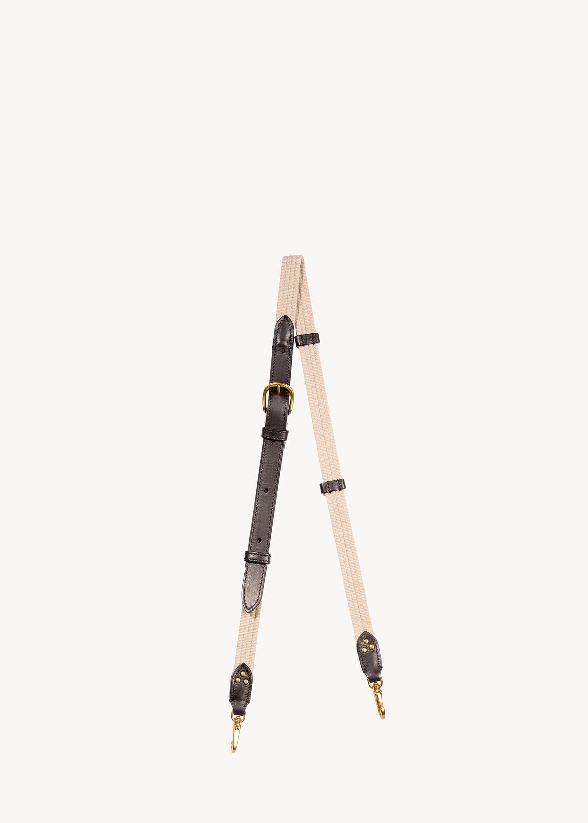 Bandoulière sangle naturelle fine Vachette Noir Brass