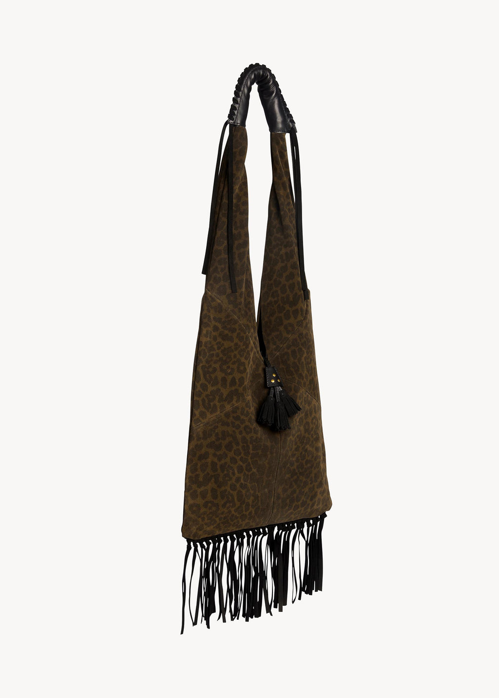 Sac Aram Croûte Velours Imprimé Léopard kaki