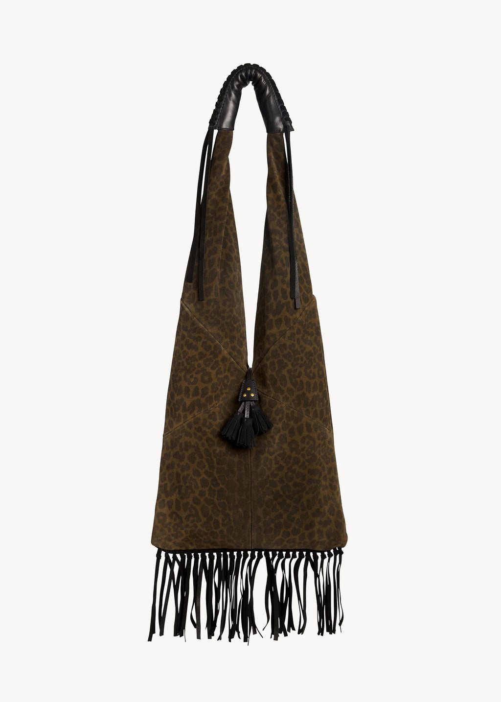 Sac Aram Croûte Velours Imprimé Léopard kaki