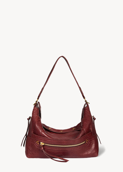 Sac Lucky Hobo Large Agneau Bubble Burgundy
