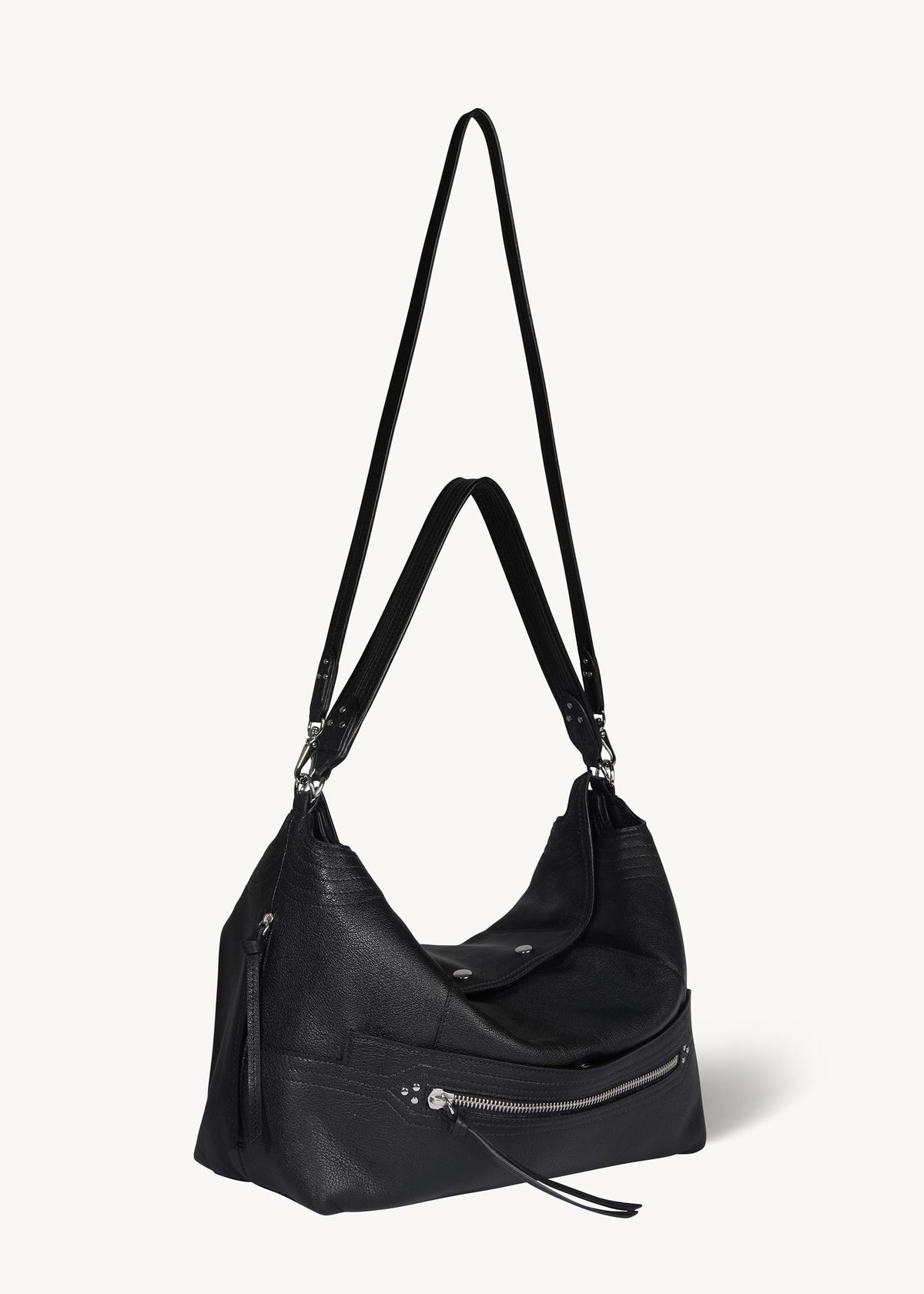 Sac Lucky Hobo Large buffle Noir Silver