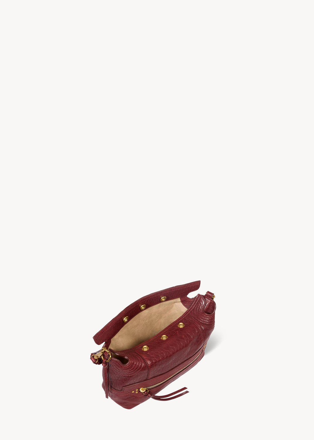 Sac Lucky Hobo Small Agneau Bubble Burgundy