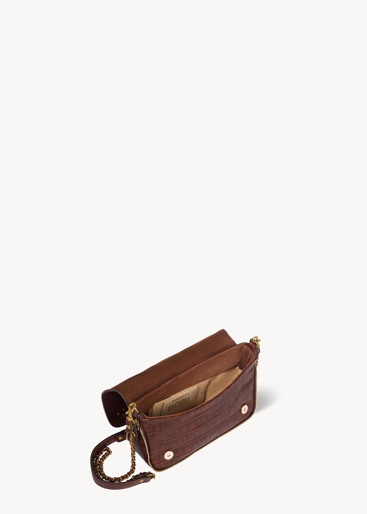 Sac Bobi S Mouton Imprimé Croco Cigare