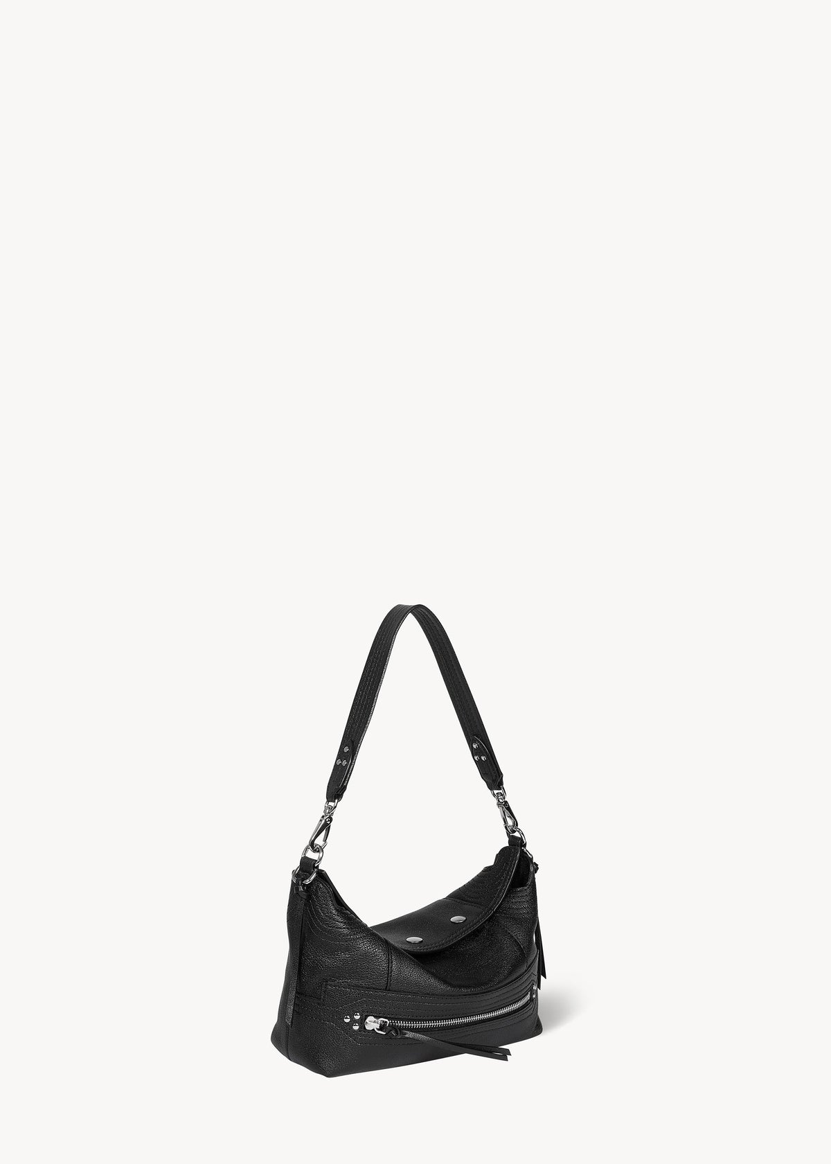 Sac Lucky Hobo Small buffle Noir Silver