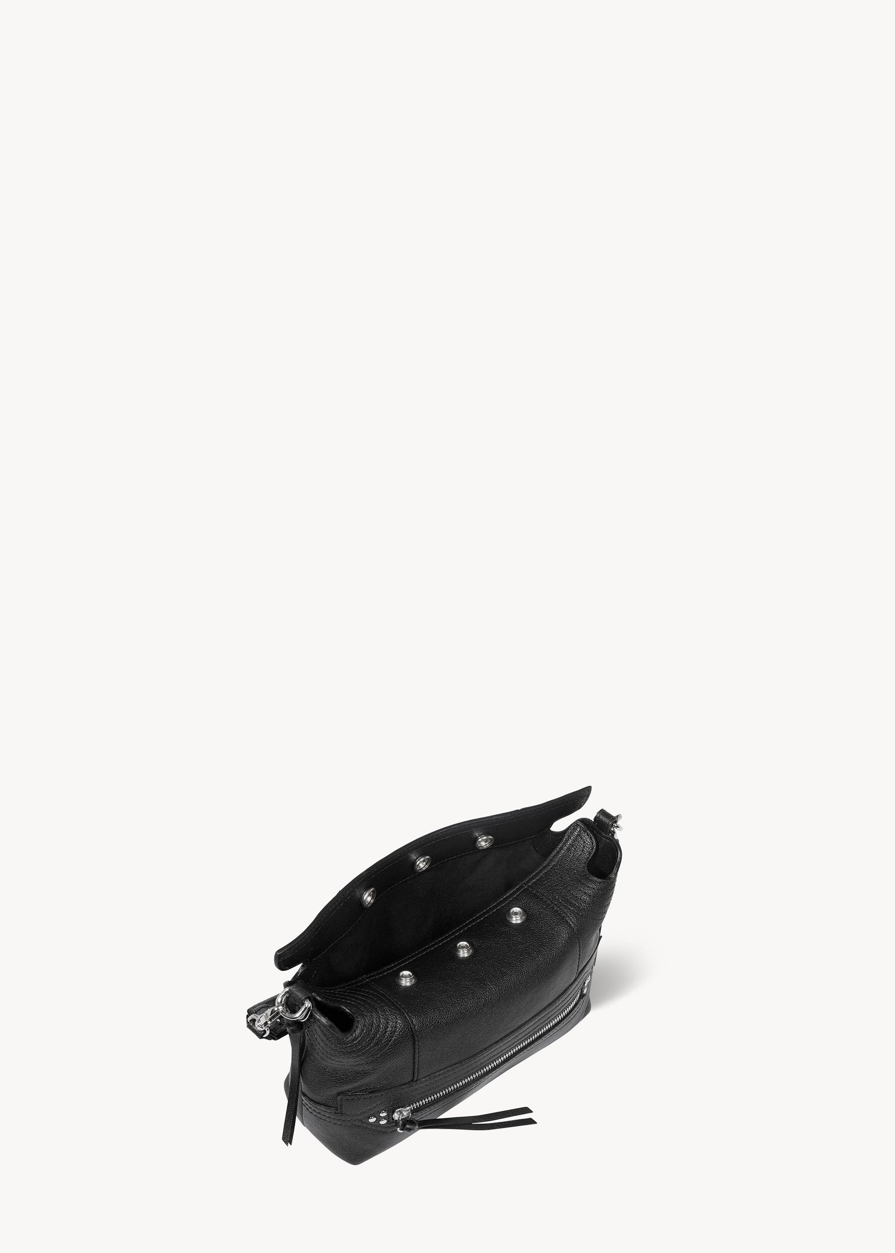 Sac Lucky Hobo Small buffle Noir Silver