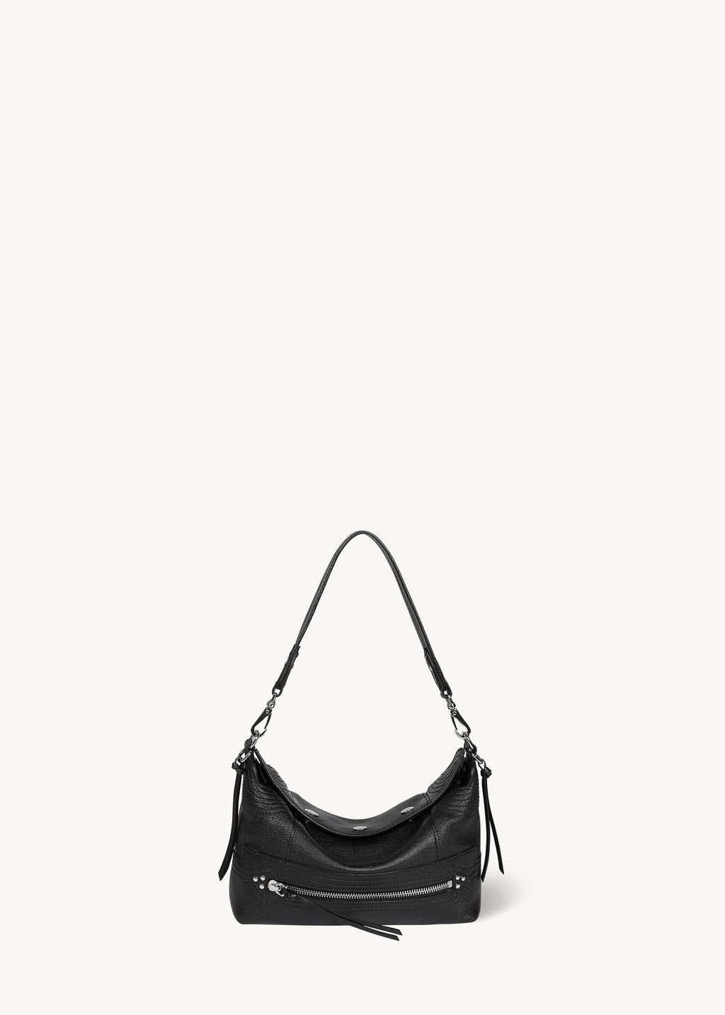 Sac Lucky Hobo Small buffle Noir Silver