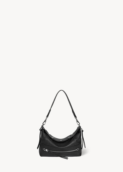 Sac Lucky Hobo Small buffle Noir Silver