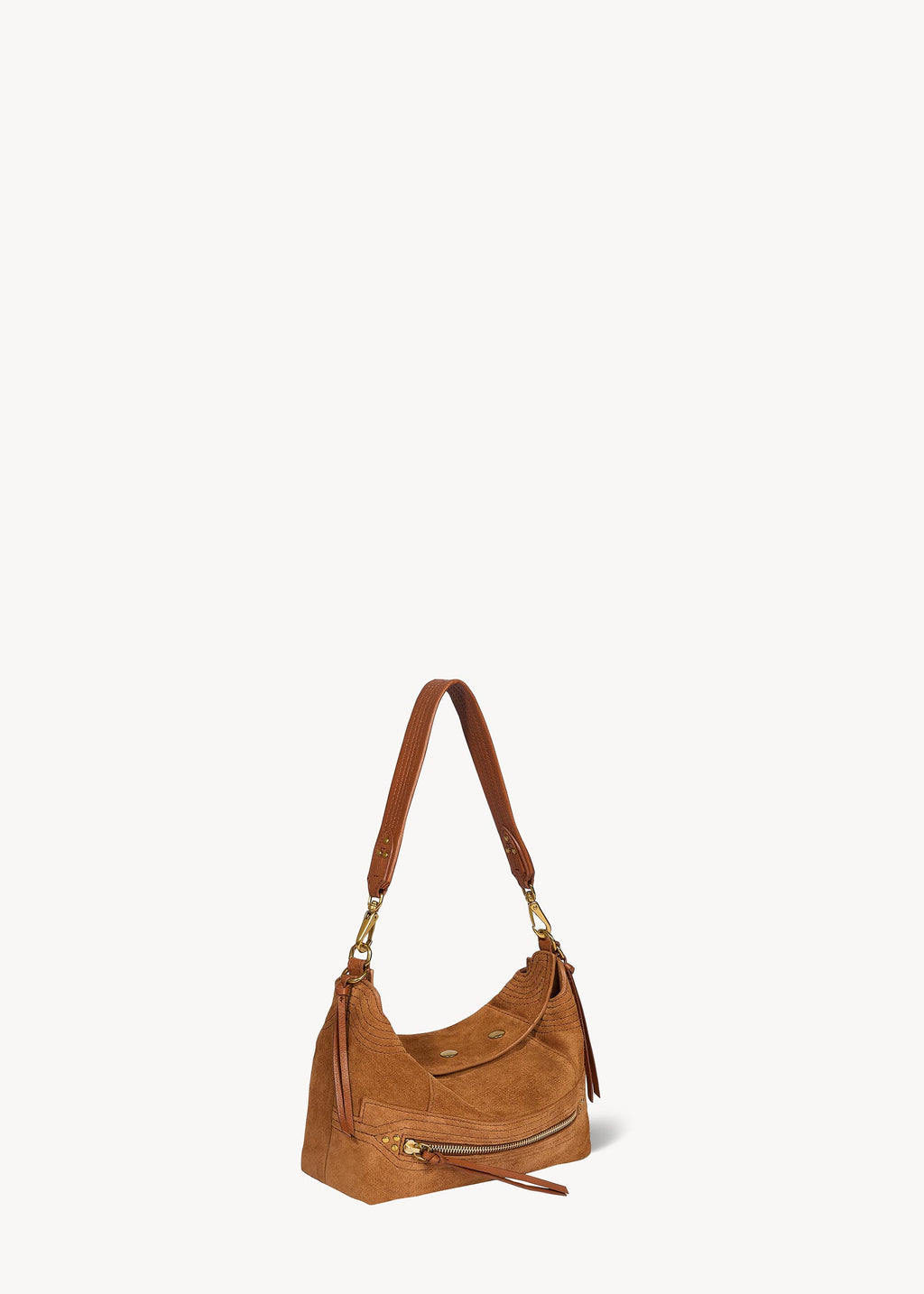 Sac Lucky Hobo Small Croûte Velours Caramel