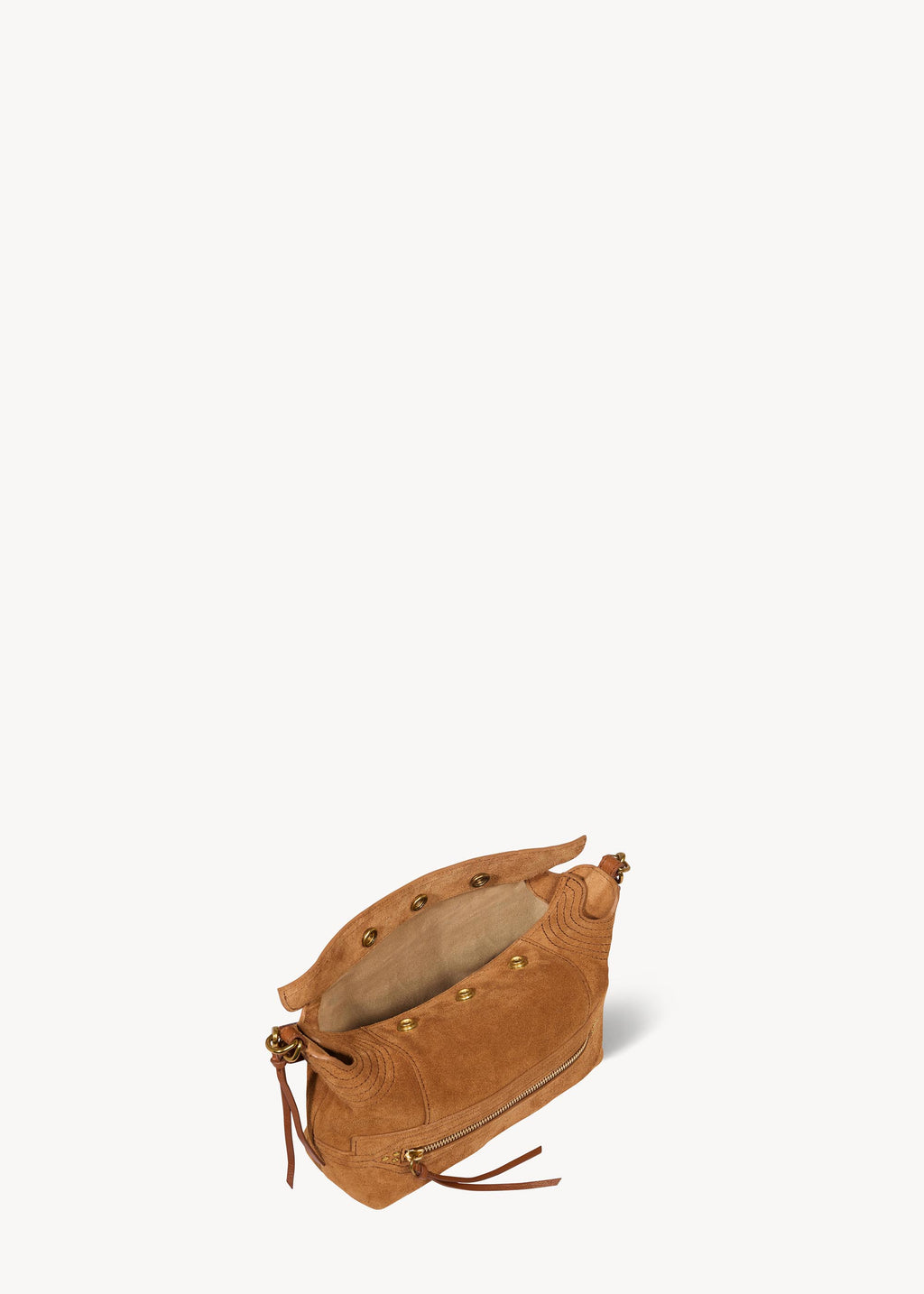 Sac Lucky Hobo Small Croûte Velours Caramel