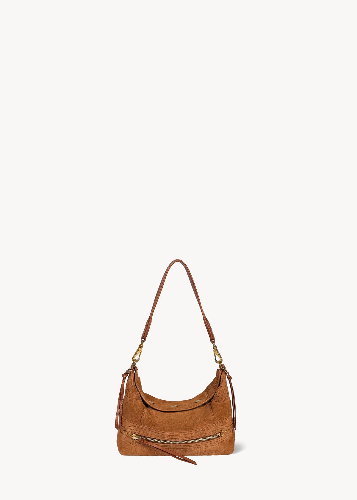 Sac Lucky Hobo Small Croûte Velours Caramel