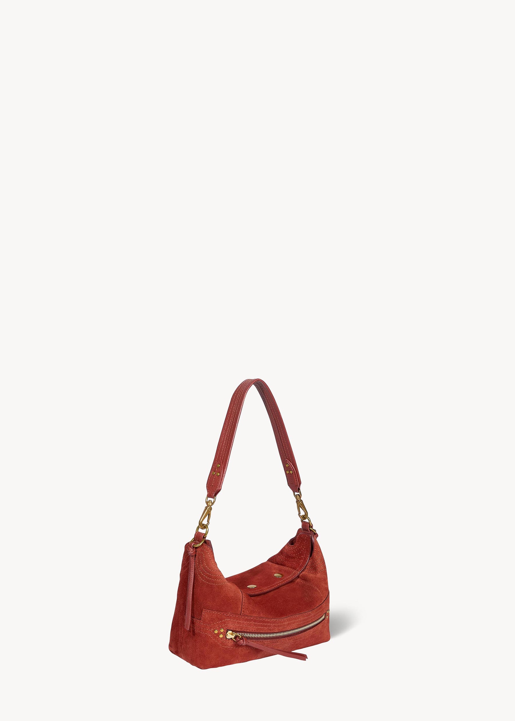 Sac Lucky Hobo Small Croûte Velours Rouille