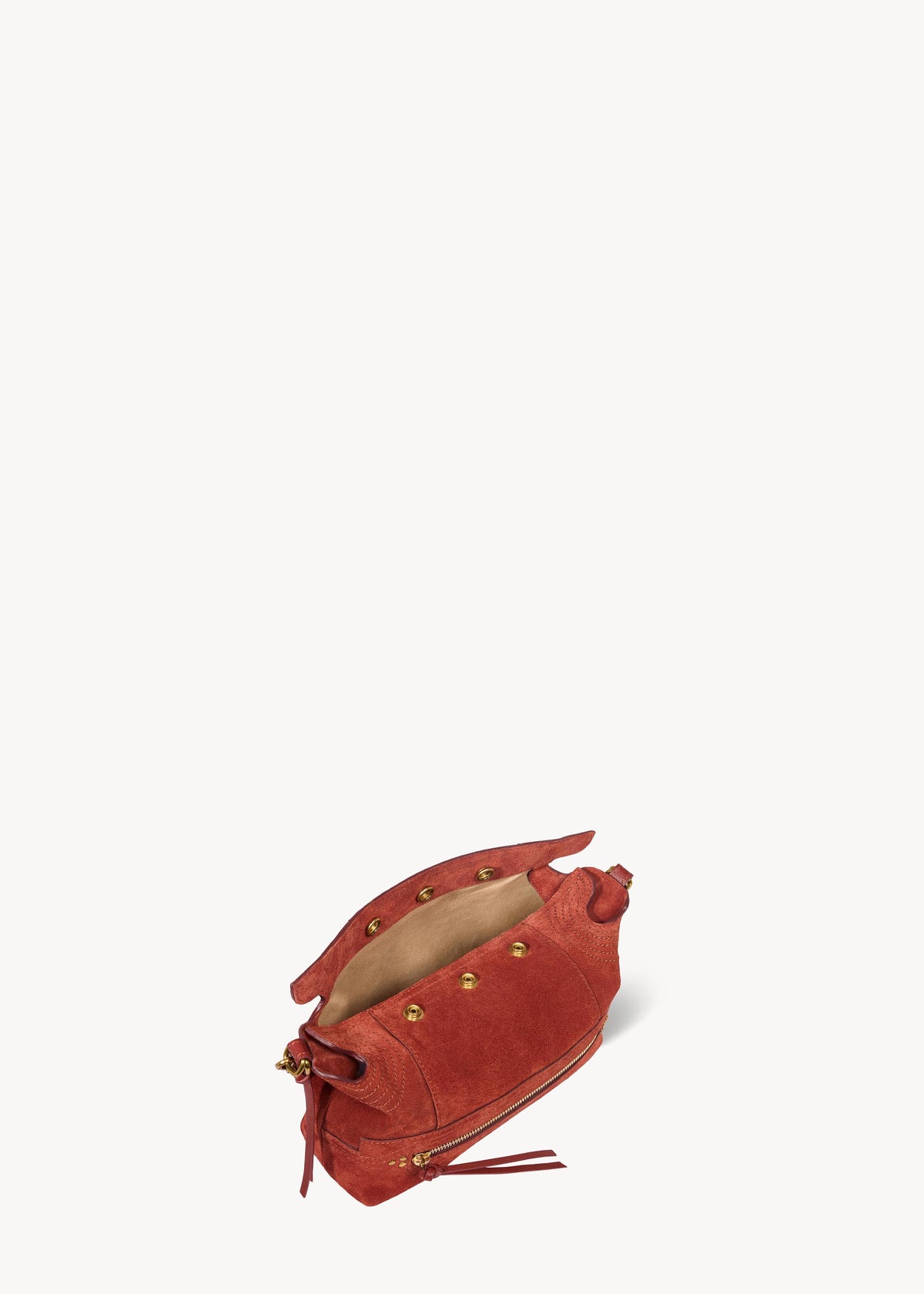 Sac Lucky Hobo Small Croûte Velours Rouille