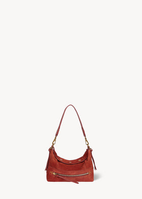 Sac Lucky Hobo Small Croûte Velours Rouille
