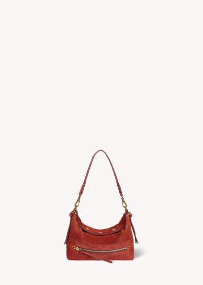 Sac Lucky Hobo Small Croûte Velours Rouille