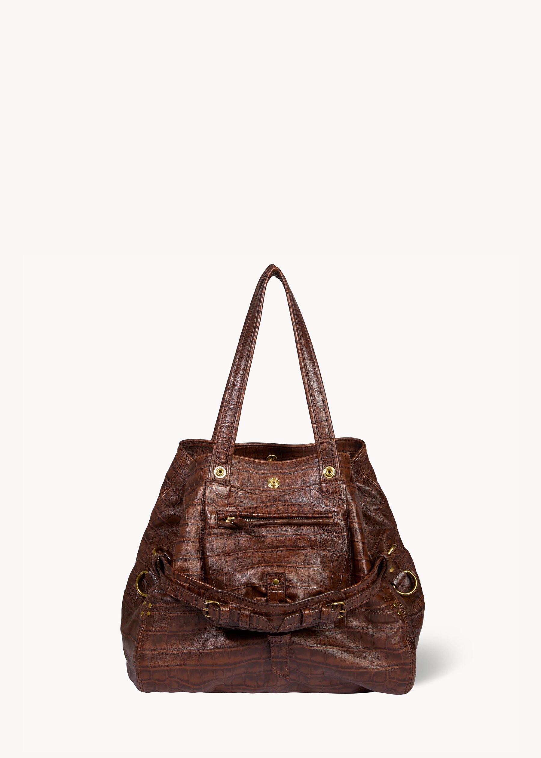 Sac Cabas Billy M Mouton Imprimé Croco Cigare