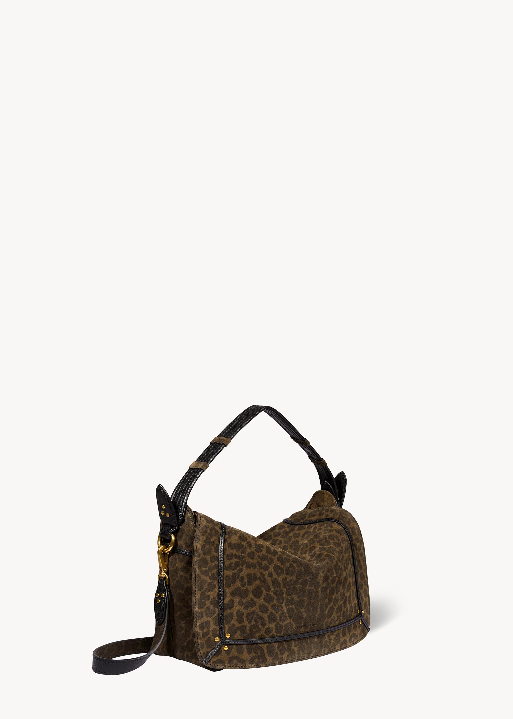 Sac Pepito M Croûte Velours Imprimé Léopard kaki