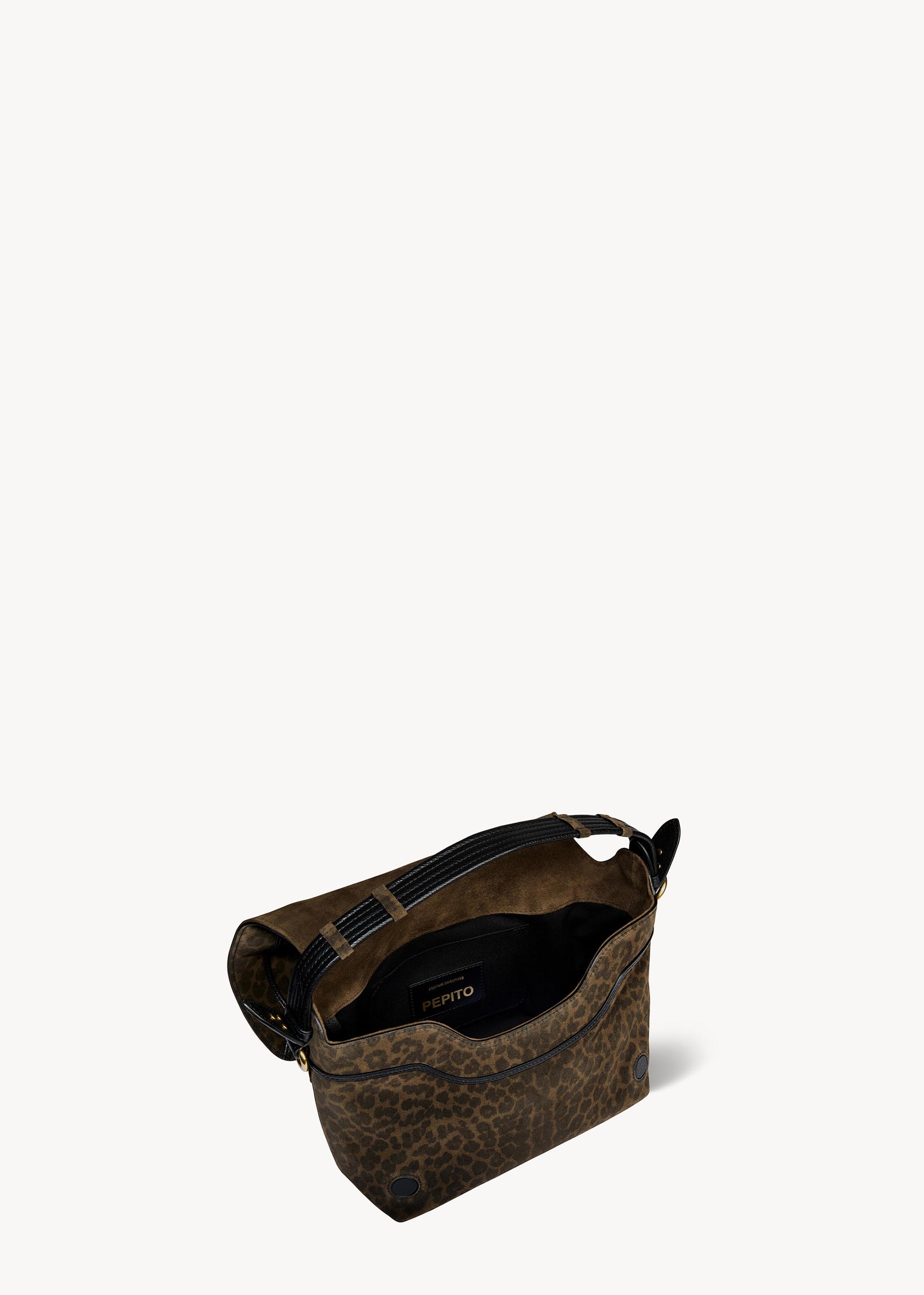 Sac Pepito M Croûte Velours Imprimé Léopard kaki