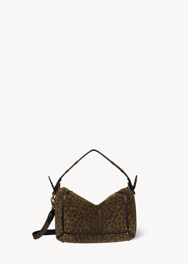 Sac Pepito M Croûte Velours Imprimé Léopard kaki
